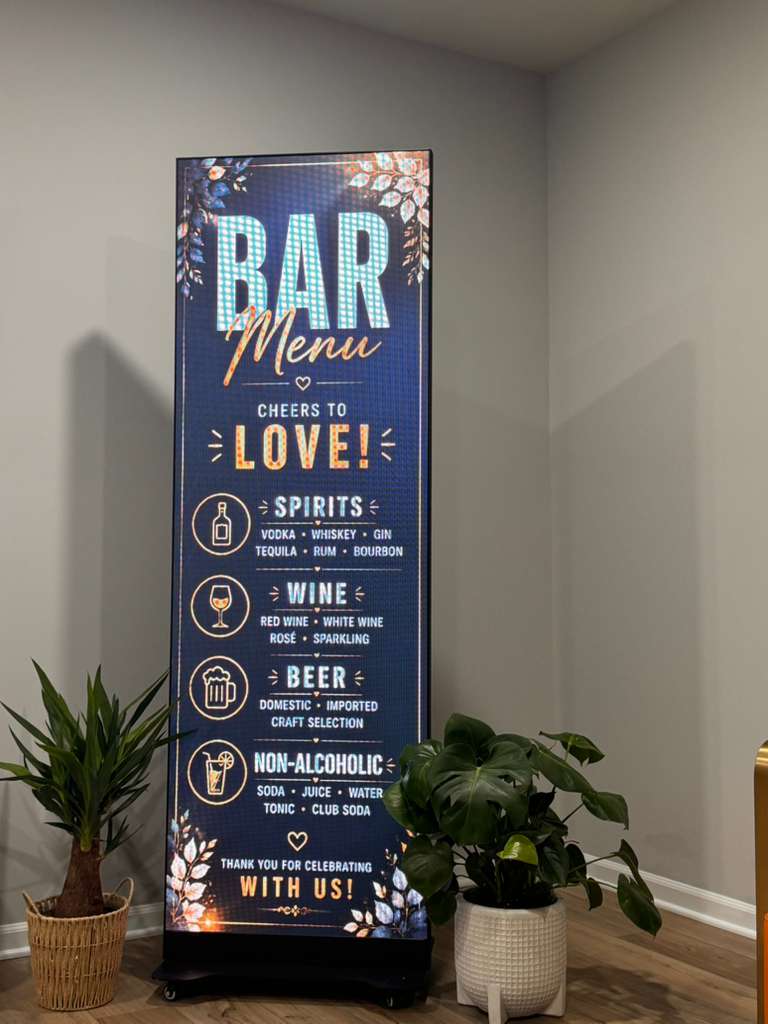 Detroit LED Co vertical LED display showing prom night event design