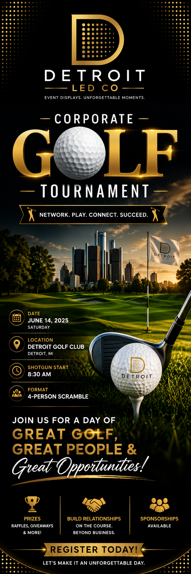 LED display corporate golf outing event rental Metro Detroit